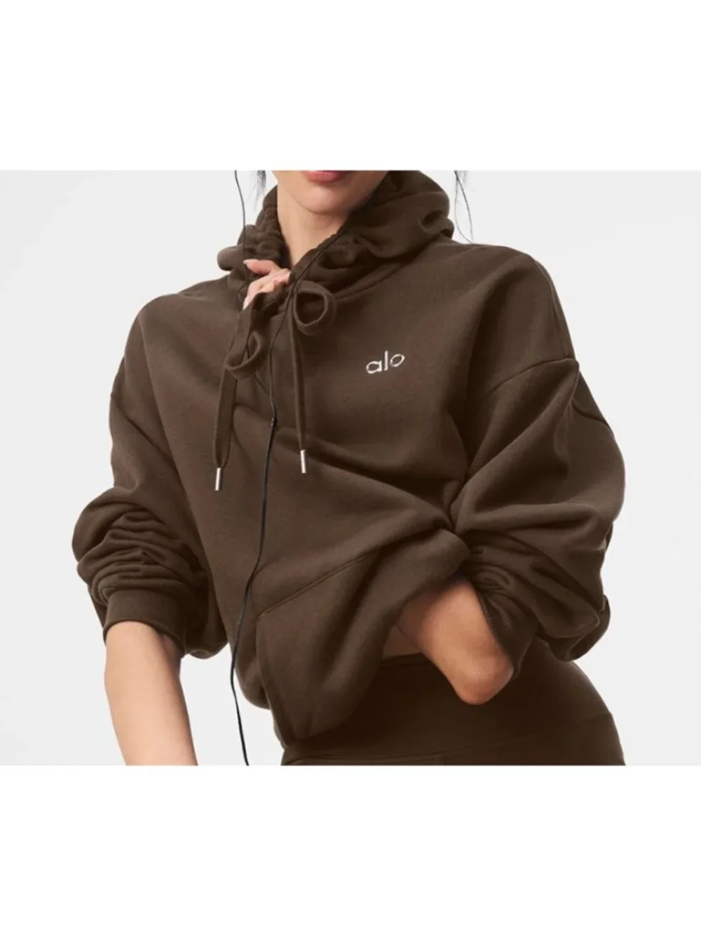 Alo Accolade Hoodie Espresso Hood Sweater Soft Oversized Hooded Sweatshirt XS